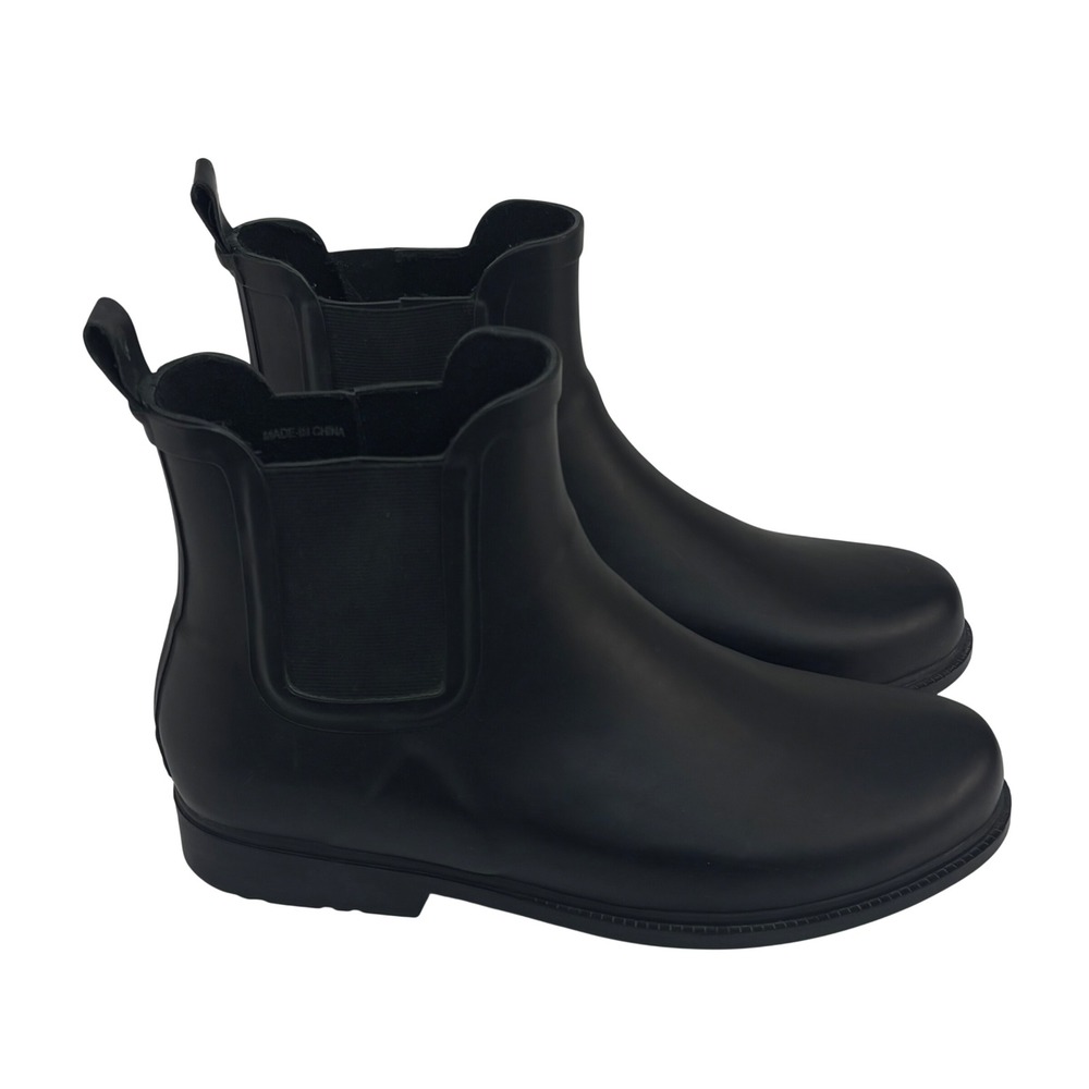 J Crew Rain Boots Black Matte Chelsea Waterproof Practical Women Size 10
